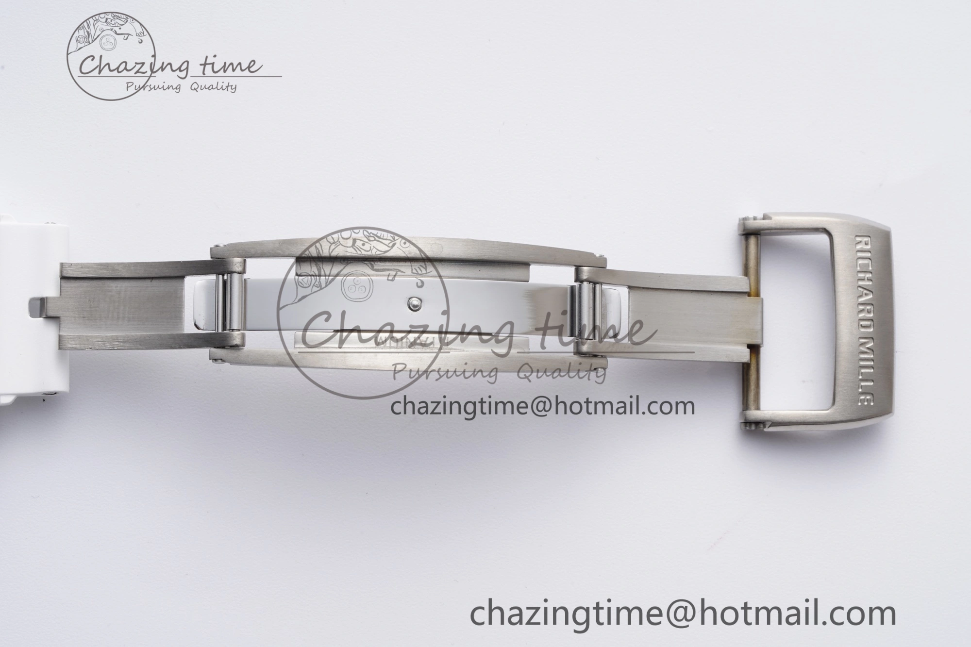 RM055 White Ceramic BBR Best Edition Skeleton Dial on White Rubber Strap Clone RMUL2 V2