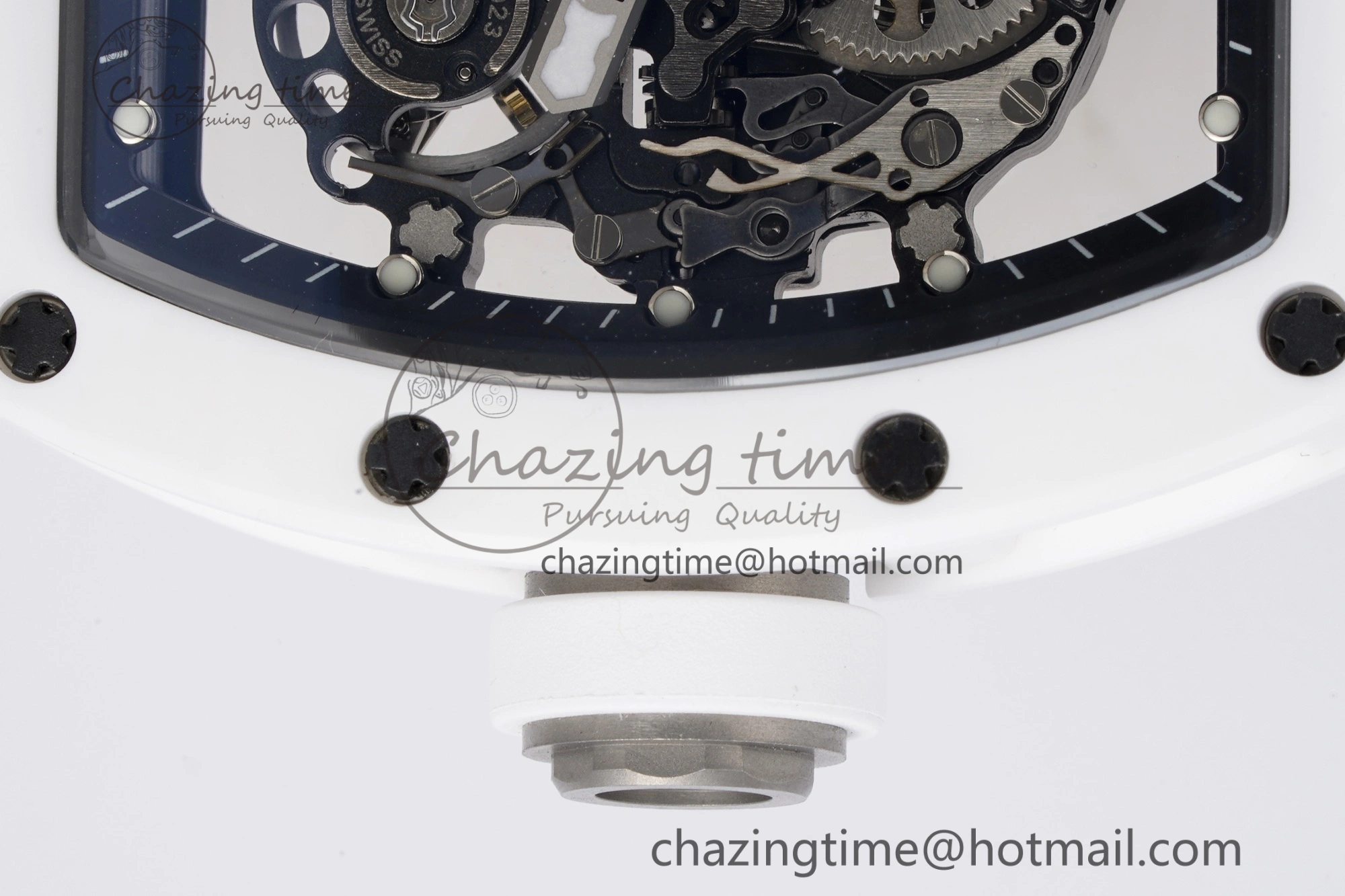 RM055 White Ceramic BBR Best Edition Skeleton Dial on White Rubber Strap Clone RMUL2 V2
