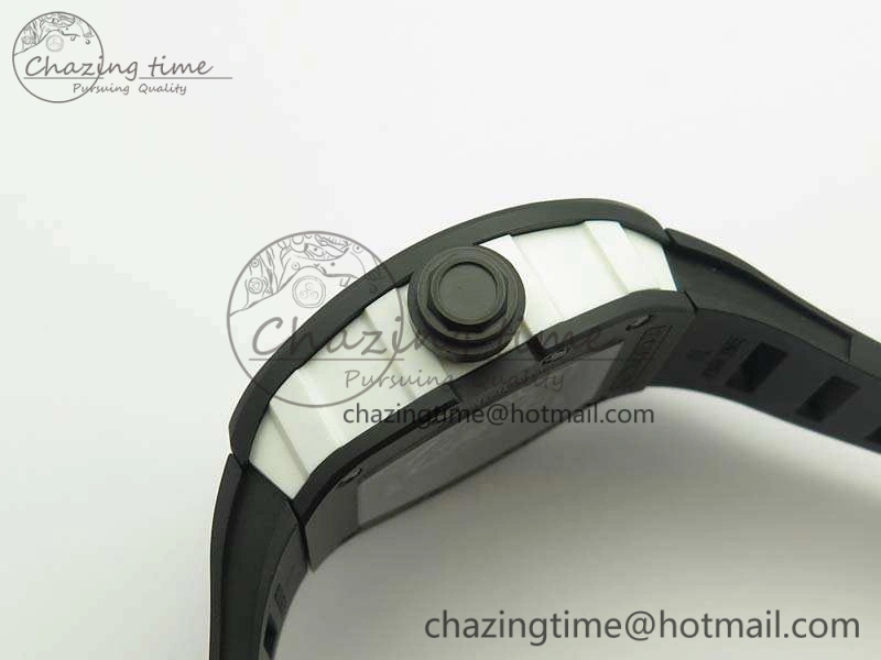 RM055 White Ceramic Case KVF Best Edition Ceramic Bezel Skeleton Dial On Black Rubber Strap MIYOTA8215