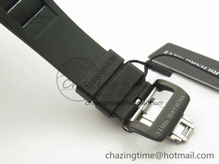 RM055 White Ceramic Case KVF Best Edition Ceramic Bezel Skeleton Dial On Black Rubber Strap MIYOTA8215