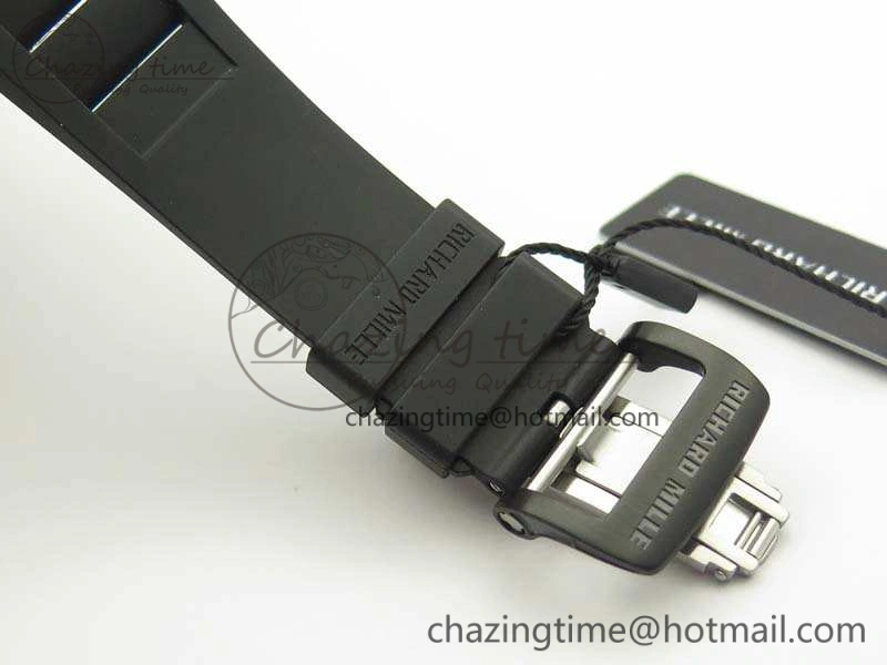 RM055 White Ceramic Case KVF Best Edition Ceramic Bezel Skeleton Dial On Black Rubber Strap MIYOTA8215