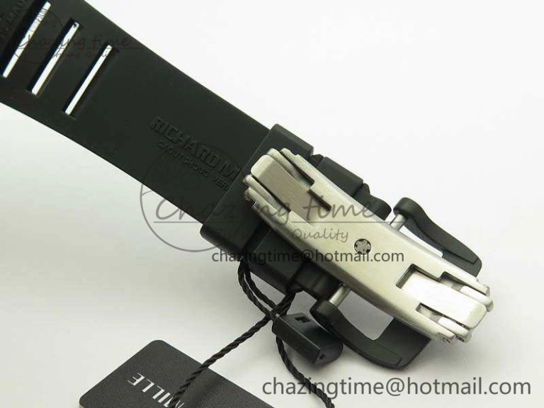 RM055 White Ceramic Case KVF Best Edition Ceramic Bezel Skeleton Dial On Black Rubber Strap MIYOTA8215