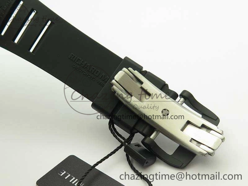 RM055 White Ceramic Case KVF Best Edition Ceramic Bezel Skeleton Dial On Black Rubber Strap MIYOTA8215
