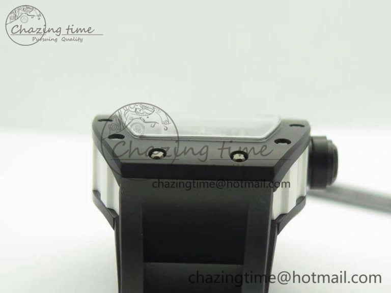 RM055 White Ceramic Case KVF Best Edition Ceramic Bezel Skeleton Dial On Black Rubber Strap MIYOTA8215