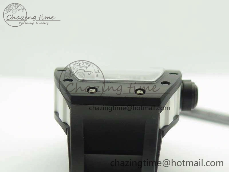 RM055 White Ceramic Case KVF Best Edition Ceramic Bezel Skeleton Dial On Black Rubber Strap MIYOTA8215