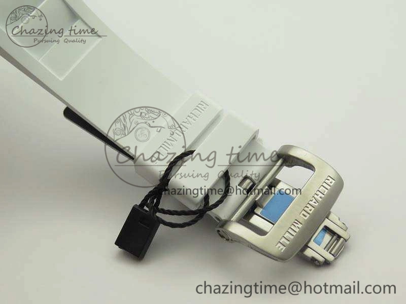 RM055 White Ceramic Case KVF Best Edition Ceramic Bezel Skeleton Dial On White Rubber Strap MIYOTA8215
