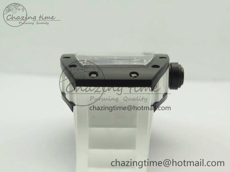 RM055 White Ceramic Case KVF Best Edition Ceramic Bezel Skeleton Dial On White Rubber Strap MIYOTA8215