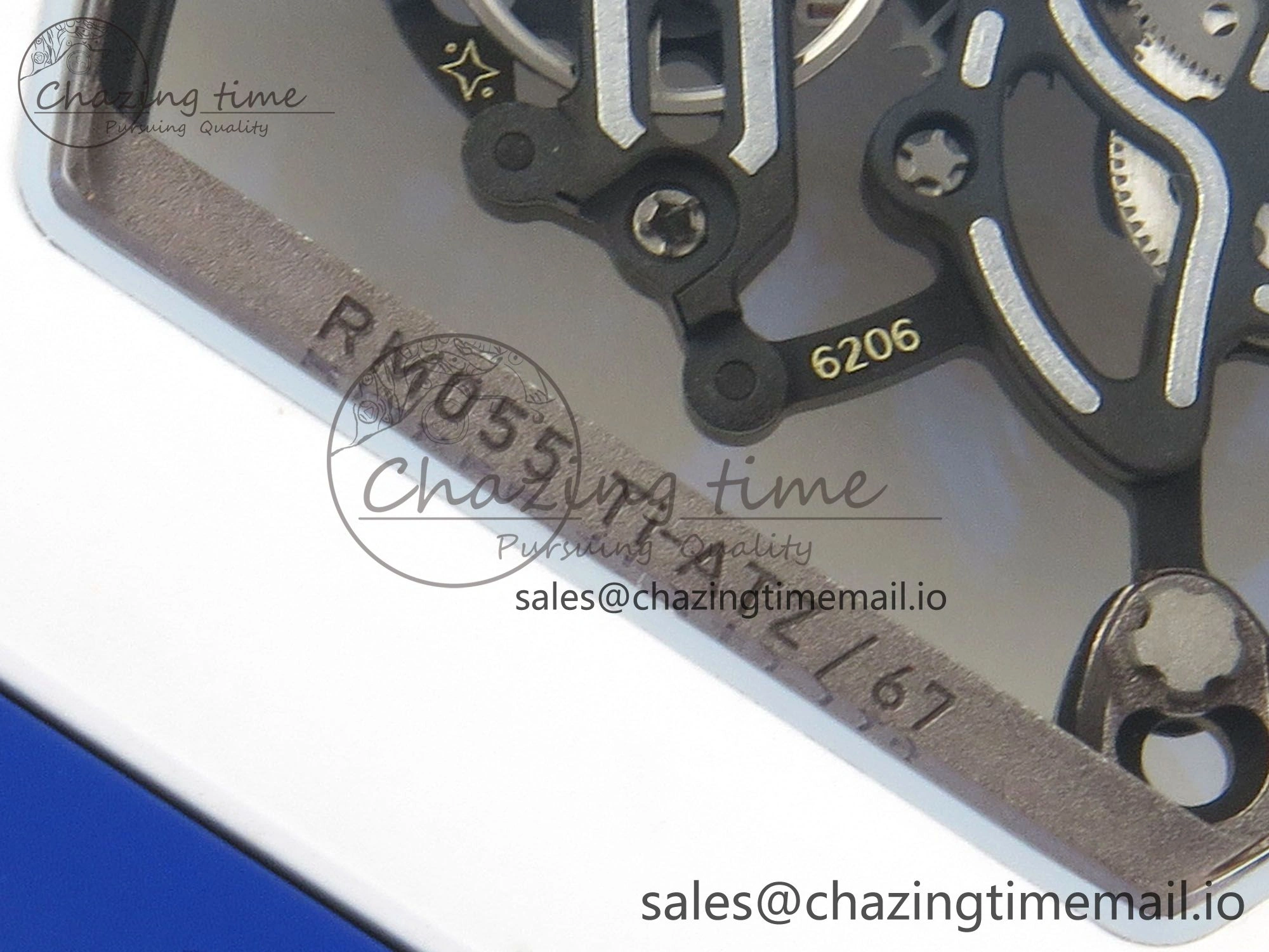 RM055 White Ceramic Japan Edition MLF 1:1 Best Edition on Deep Blue Rubber Strap RMUL2 Super Clone