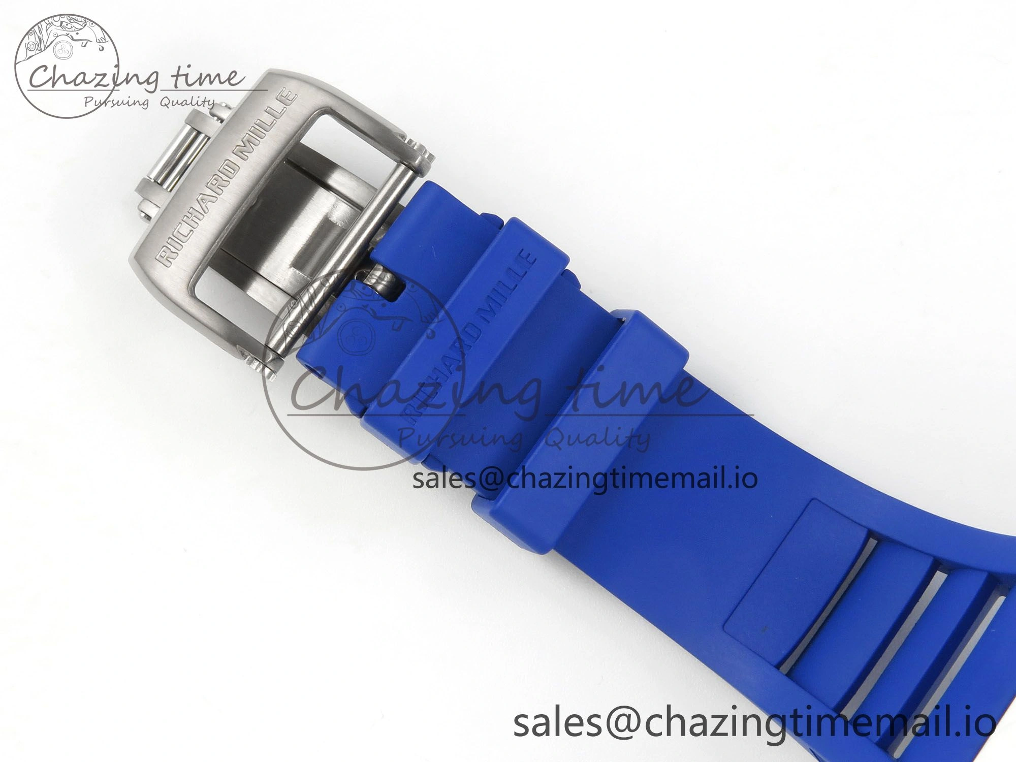 RM055 White Ceramic Japan Edition MLF 1:1 Best Edition on Deep Blue Rubber Strap RMUL2 Super Clone