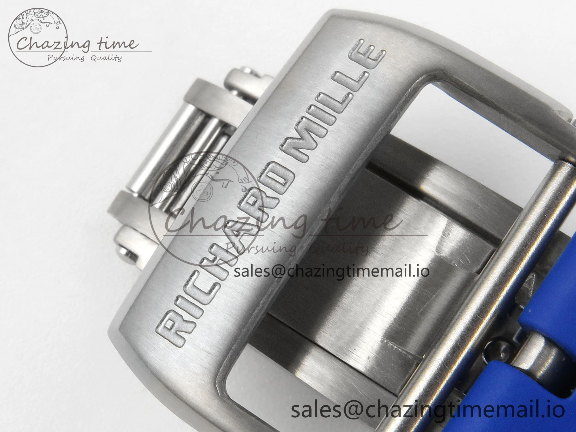 RM055 White Ceramic Japan Edition MLF 1:1 Best Edition on Deep Blue Rubber Strap RMUL2 Super Clone