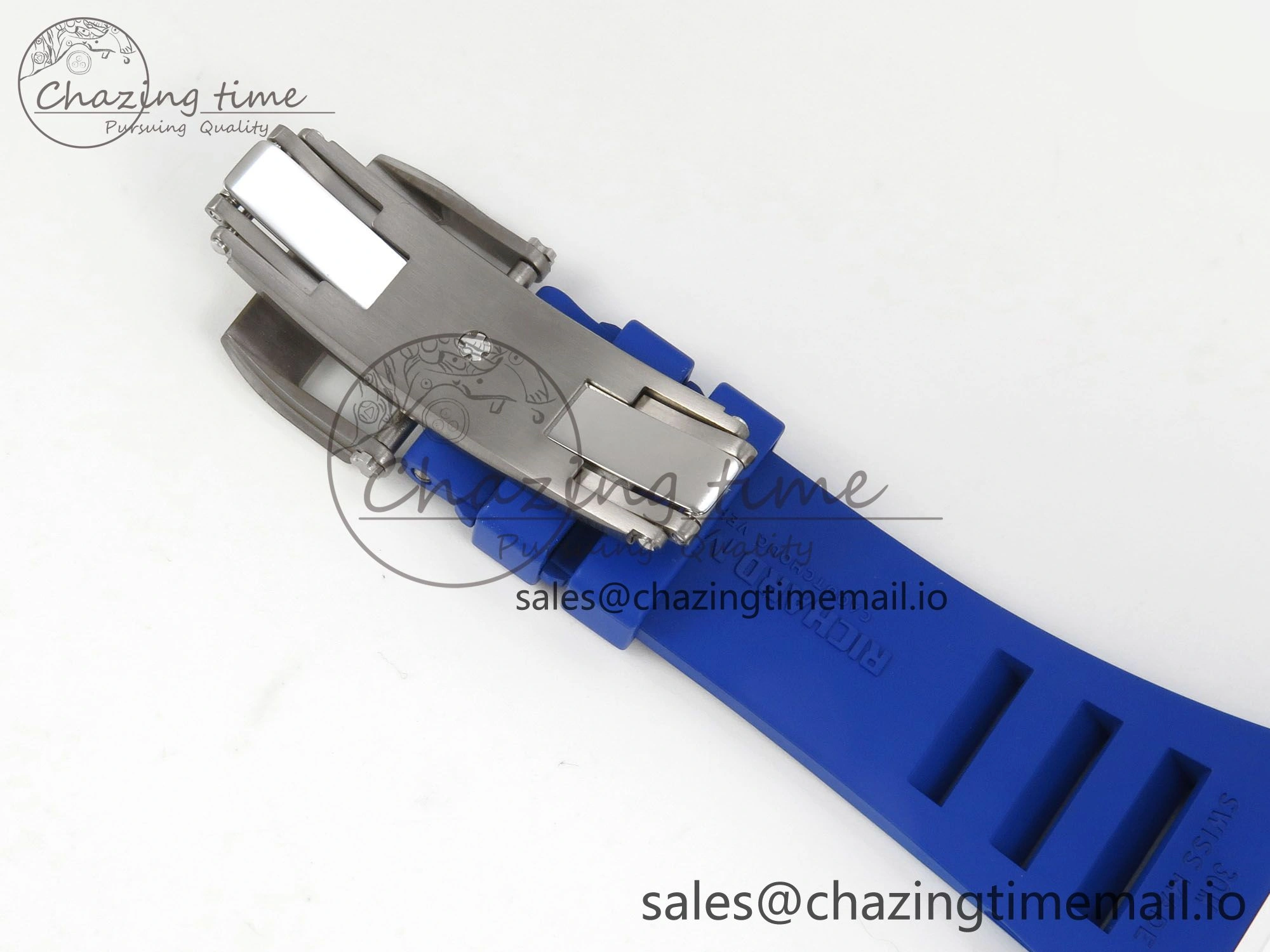 RM055 White Ceramic Japan Edition MLF 1:1 Best Edition on Deep Blue Rubber Strap RMUL2 Super Clone