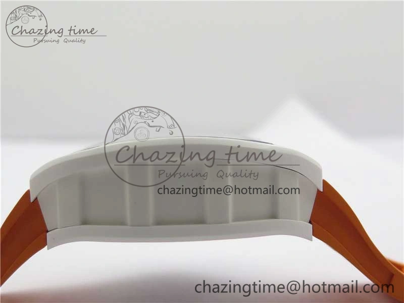 RM055 White Ceramic KVF Best Edition Skeleton Dial Black on Orange Rubber Strap MIYOTA8215 V3