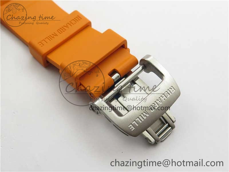 RM055 White Ceramic KVF Best Edition Skeleton Dial Black on Orange Rubber Strap MIYOTA8215 V3