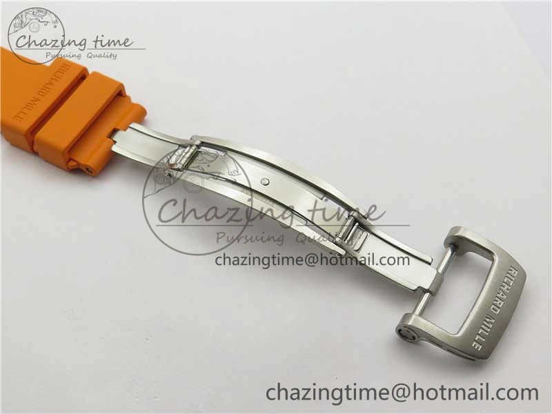 RM055 White Ceramic KVF Best Edition Skeleton Dial Black on Orange Rubber Strap MIYOTA8215 V3