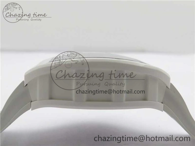 RM055 White Ceramic KVF Best Edition Skeleton Dial Black on White Rubber Strap MIYOTA8215 V3