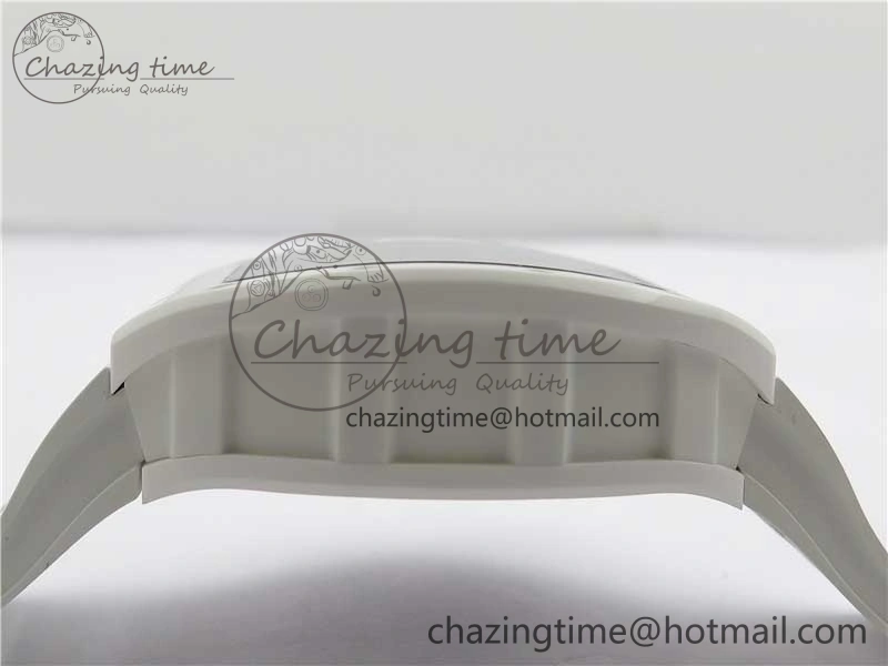 RM055 White Ceramic KVF Best Edition Skeleton Dial Black on White Rubber Strap MIYOTA8215 V3