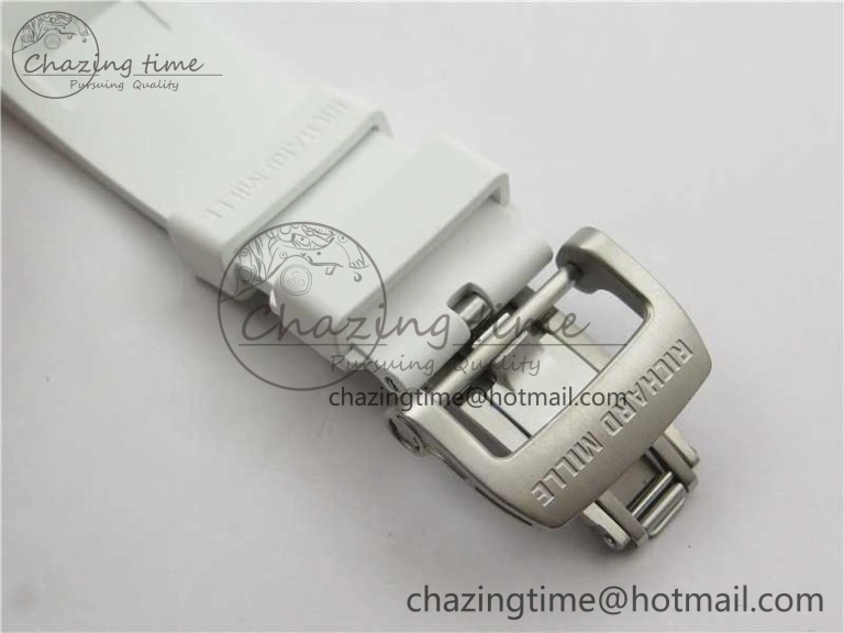 RM055 White Ceramic KVF Best Edition Skeleton Dial Black on White Rubber Strap MIYOTA8215 V3