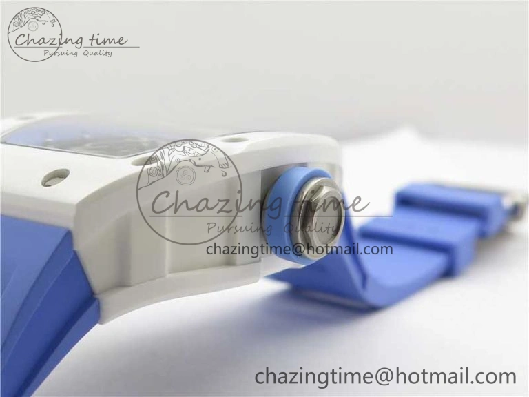RM055 White Ceramic KVF Best Edition Skeleton Dial Blue on Rubber Strap MIYOTA8215 V3