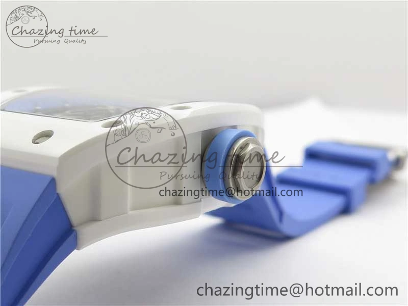 RM055 White Ceramic KVF Best Edition Skeleton Dial Blue on Rubber Strap MIYOTA8215 V3