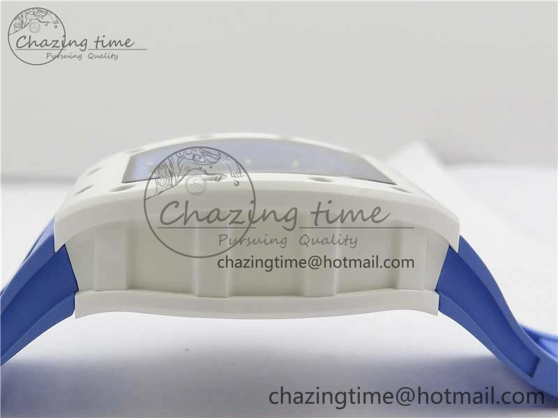 RM055 White Ceramic KVF Best Edition Skeleton Dial Blue on Rubber Strap MIYOTA8215 V3