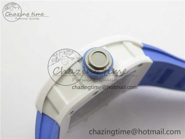 RM055 White Ceramic KVF Best Edition Skeleton Dial Blue on Rubber Strap MIYOTA8215 V3