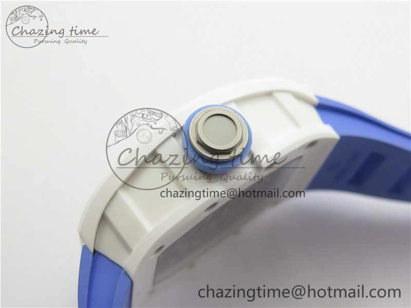 RM055 White Ceramic KVF Best Edition Skeleton Dial Blue on Rubber Strap MIYOTA8215 V3