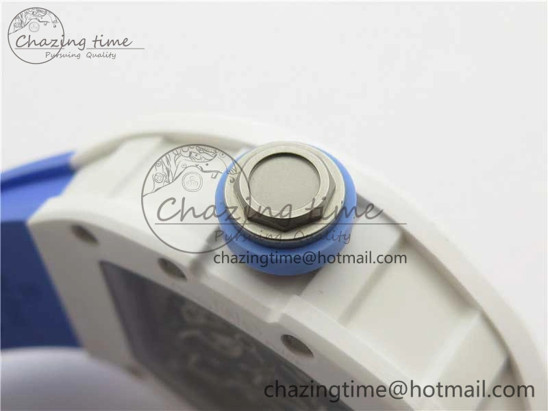 RM055 White Ceramic KVF Best Edition Skeleton Dial Blue on Rubber Strap MIYOTA8215 V3