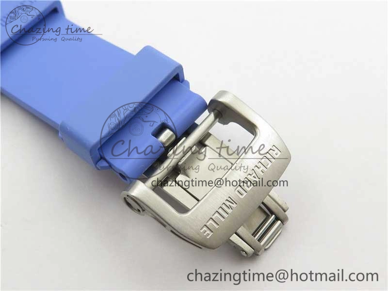 RM055 White Ceramic KVF Best Edition Skeleton Dial Blue on Rubber Strap MIYOTA8215 V3