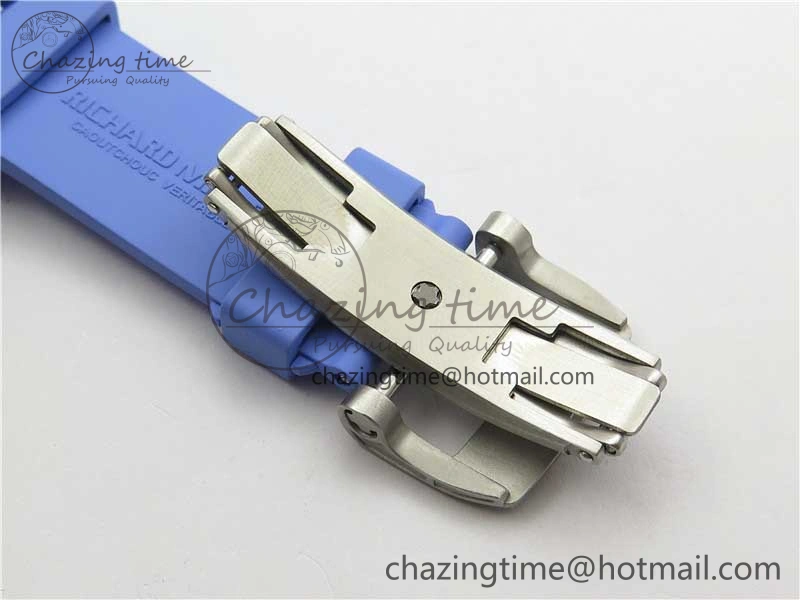RM055 White Ceramic KVF Best Edition Skeleton Dial Blue on Rubber Strap MIYOTA8215 V3