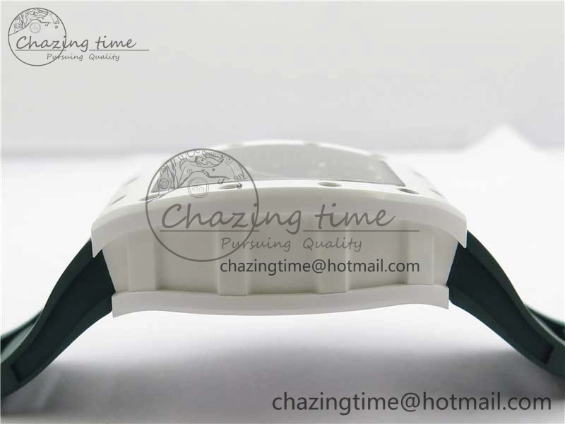 RM055 White Ceramic KVF Best Edition Skeleton Dial Green on Green Rubber Strap MIYOTA8215 V3
