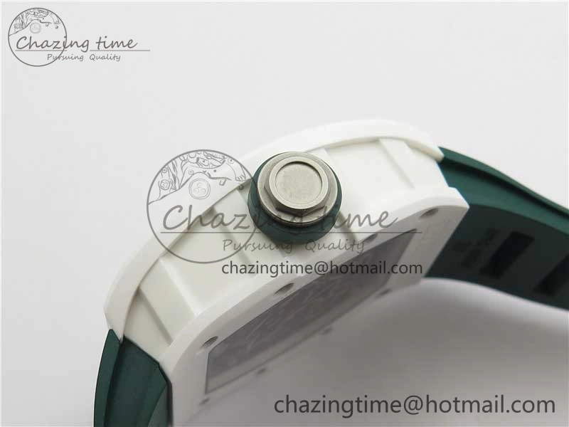 RM055 White Ceramic KVF Best Edition Skeleton Dial Green on Green Rubber Strap MIYOTA8215 V3