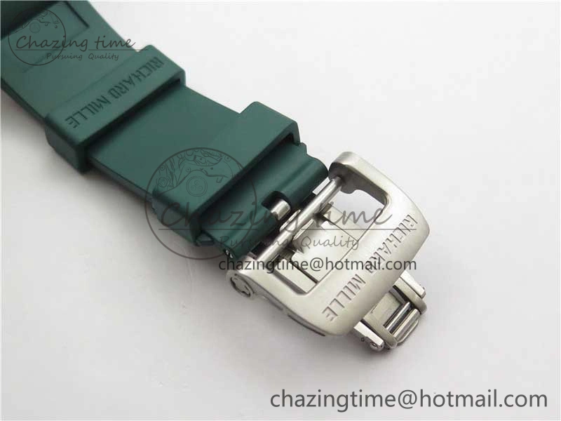 RM055 White Ceramic KVF Best Edition Skeleton Dial Green on Green Rubber Strap MIYOTA8215 V3