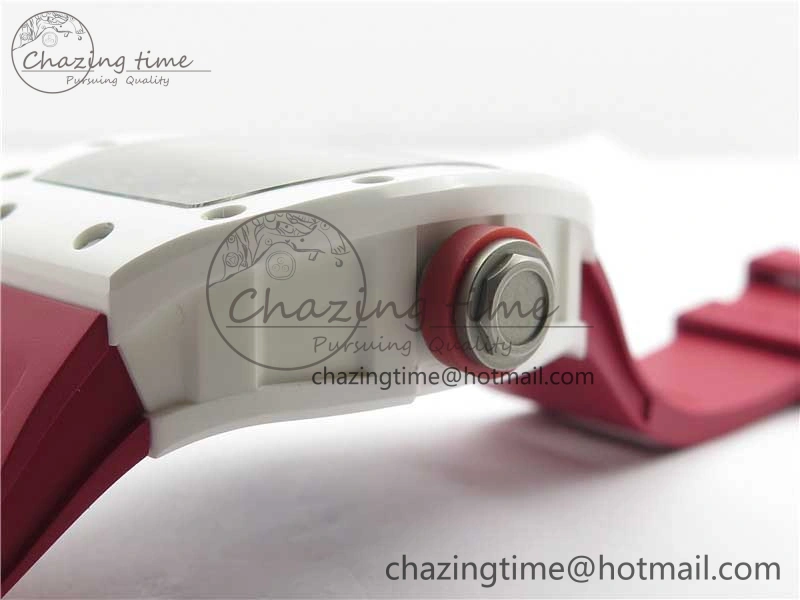 RM055 White Ceramic KVF Best Edition Skeleton Dial Red on Red Rubber Strap MIYOTA8215 V3