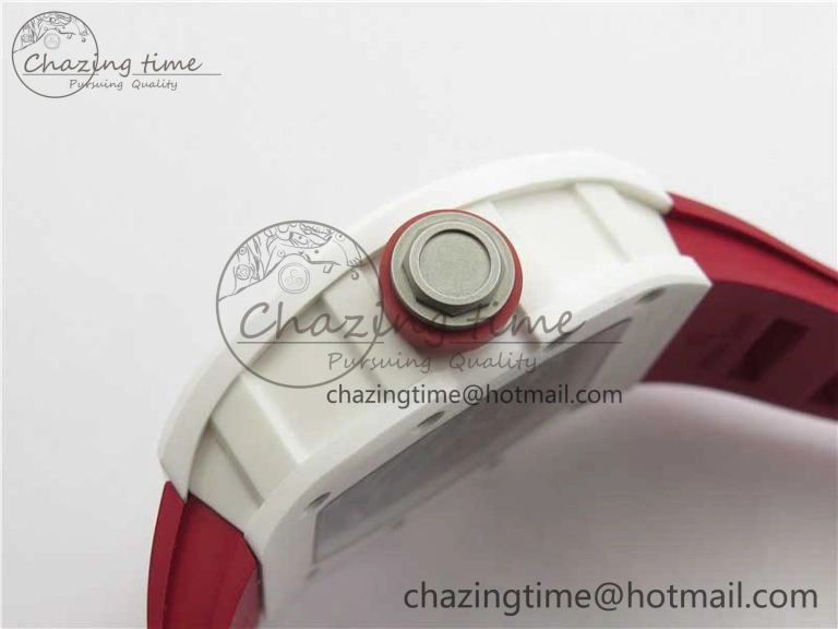 RM055 White Ceramic KVF Best Edition Skeleton Dial Red on Red Rubber Strap MIYOTA8215 V3