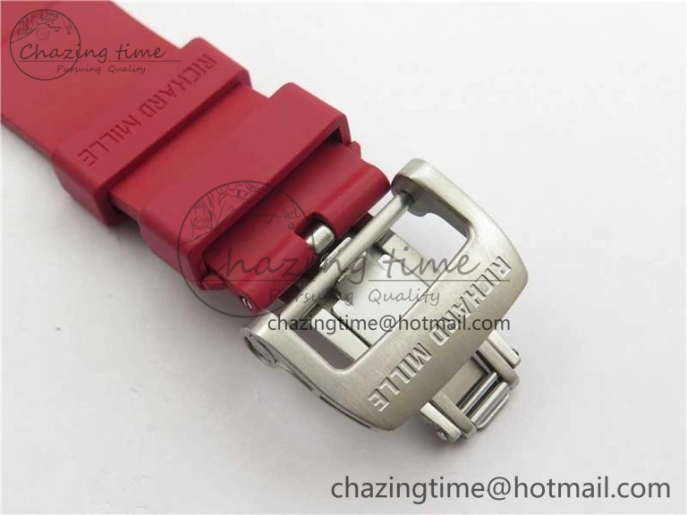 RM055 White Ceramic KVF Best Edition Skeleton Dial Red on Red Rubber Strap MIYOTA8215 V3