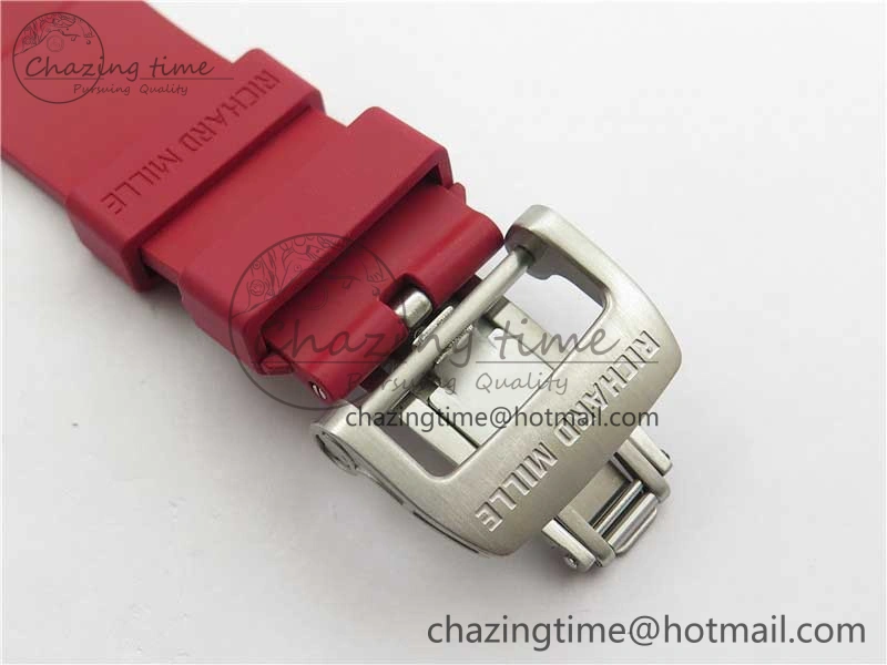 RM055 White Ceramic KVF Best Edition Skeleton Dial Red on Red Rubber Strap MIYOTA8215 V3