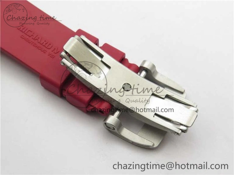 RM055 White Ceramic KVF Best Edition Skeleton Dial Red on Red Rubber Strap MIYOTA8215 V3