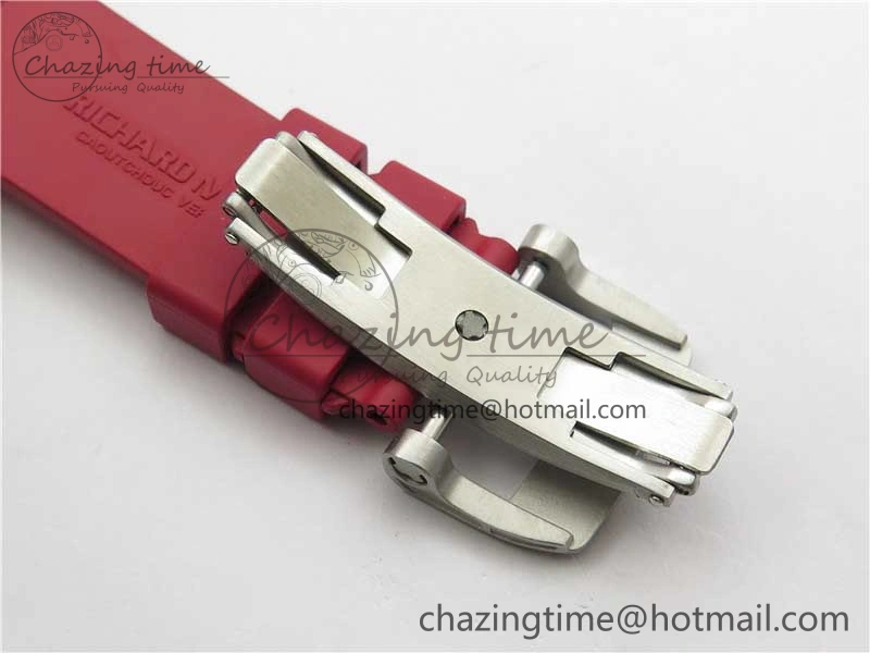 RM055 White Ceramic KVF Best Edition Skeleton Dial Red on Red Rubber Strap MIYOTA8215 V3