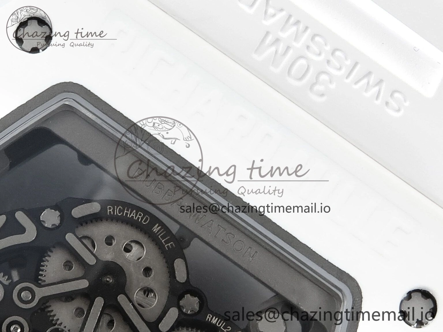 RM055 White Ceramic RMF Best Edition Blue Skeleton Dial On White Rubber Strap RMUL2 Super Clone