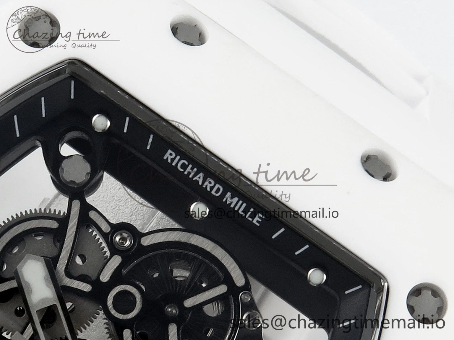 RM055 White Ceramic RMF Best Edition Skeleton Dial On White Rubber Strap RMUL2 Super Clone