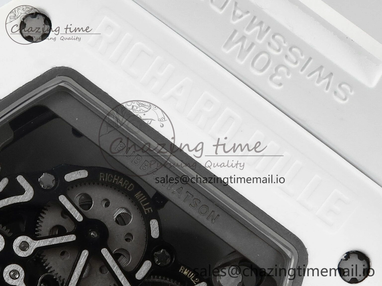 RM055 White Ceramic RMF Best Edition Skeleton Dial On White Rubber Strap RMUL2 Super Clone
