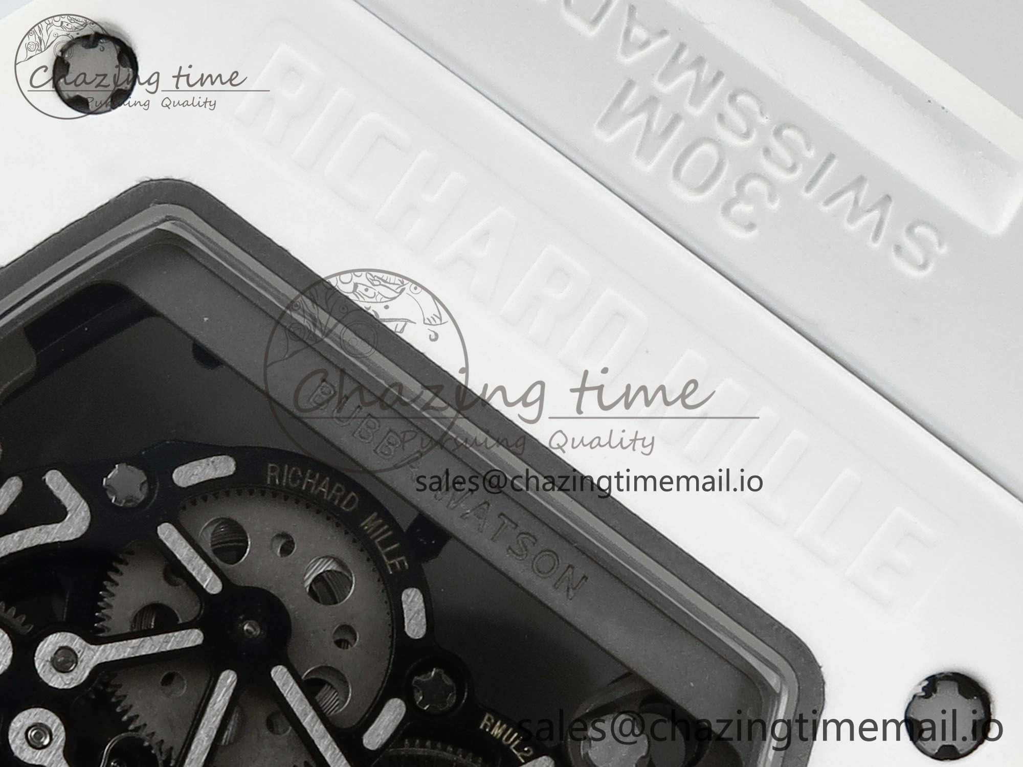 RM055 White Ceramic RMF Best Edition Skeleton Dial On White Rubber Strap RMUL2 Super Clone