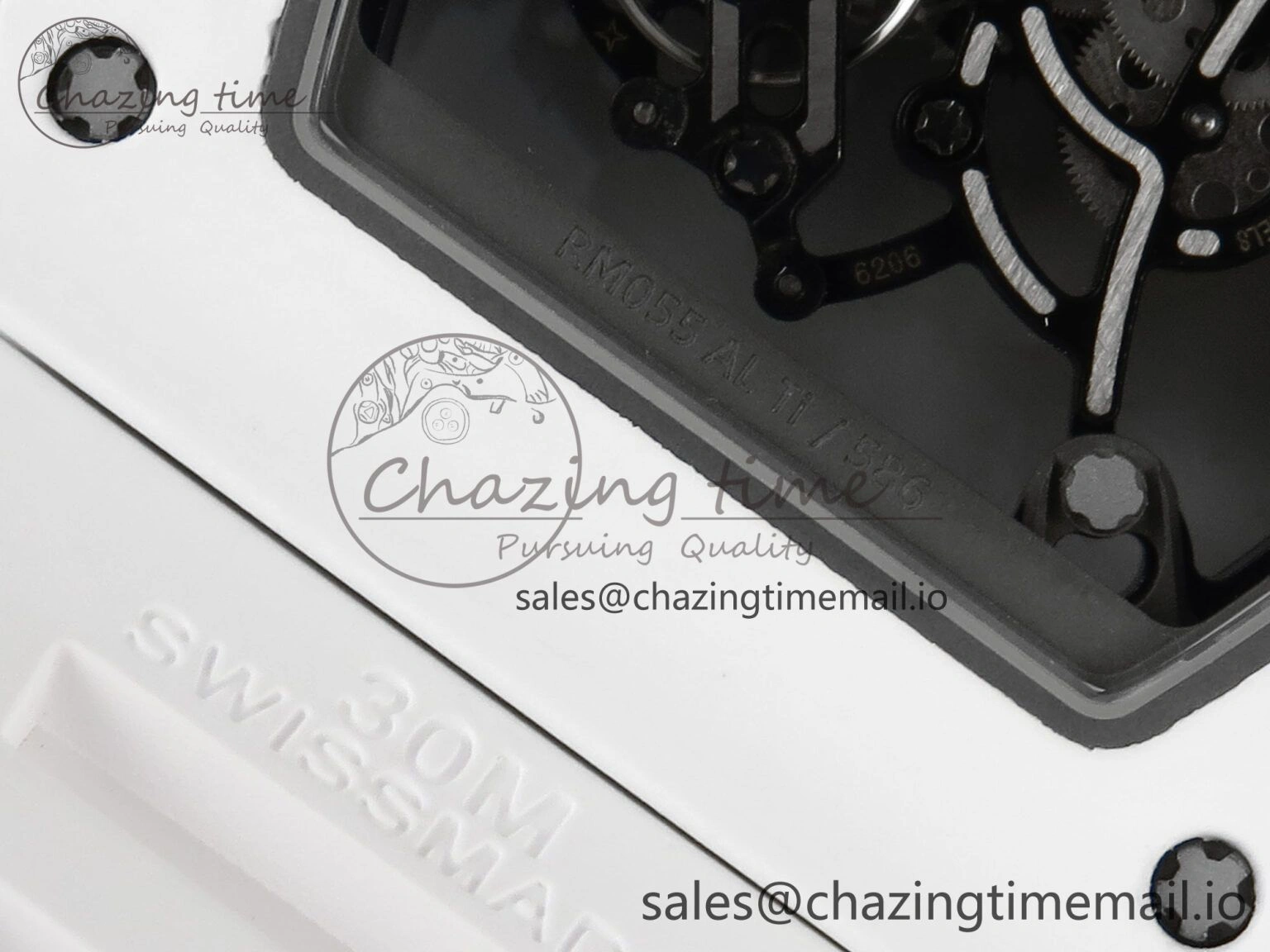 RM055 White Ceramic RMF Best Edition Skeleton Dial On White Rubber Strap RMUL2 Super Clone