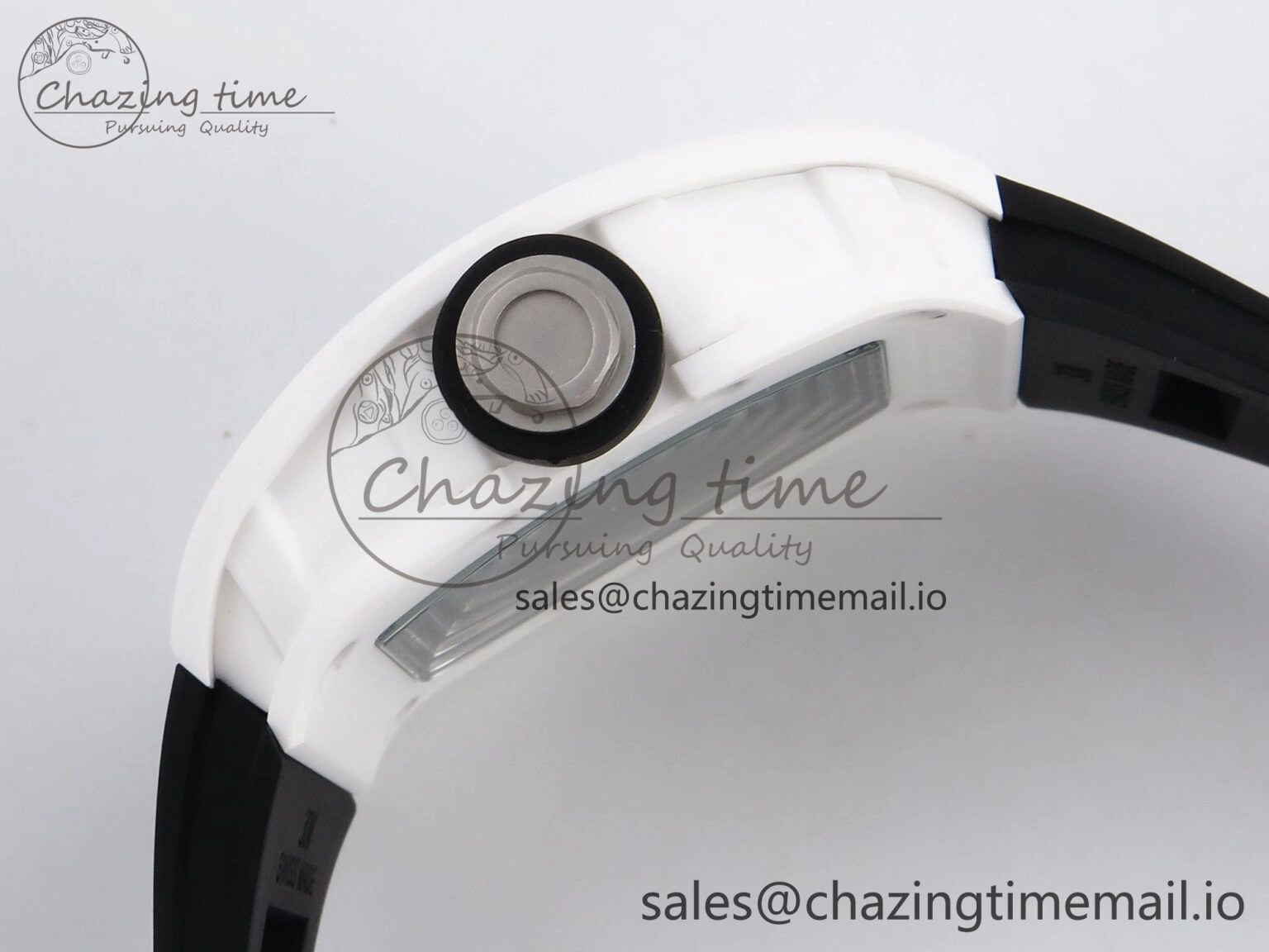 RM055 White Ceramic T+F 1:1 Best Edition Black Skeleton Dial on Black Rubber Strap RMUL2 Super Clone