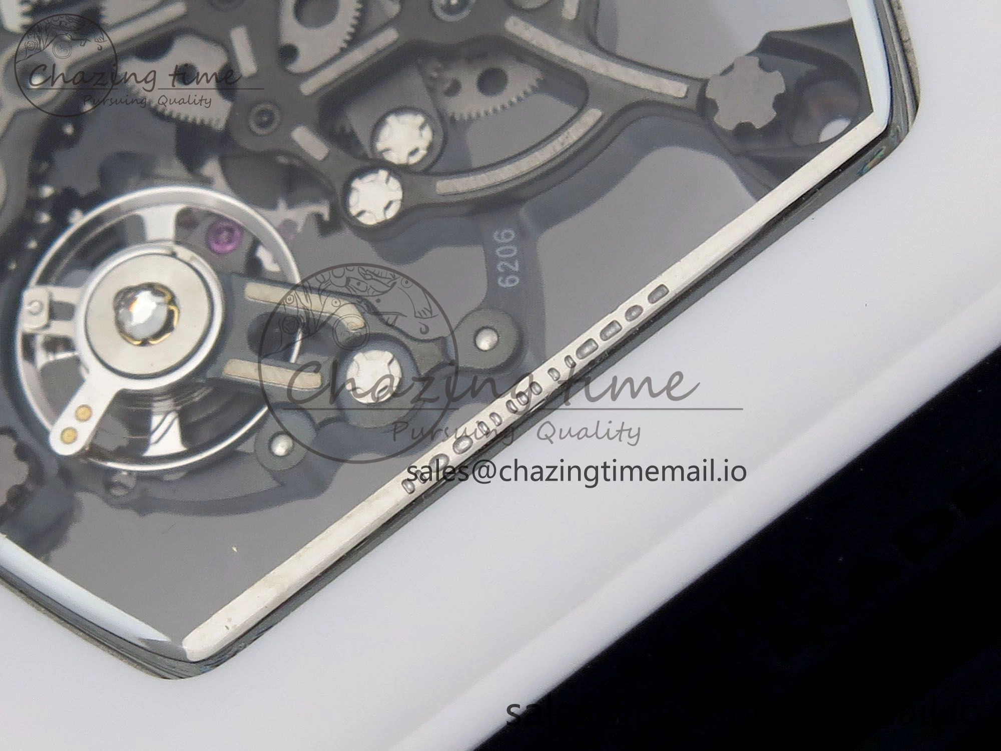 RM055 White Ceramic T+F 1:1 Best Edition Black Skeleton Dial on Black Rubber Strap RMUL2 Super Clone