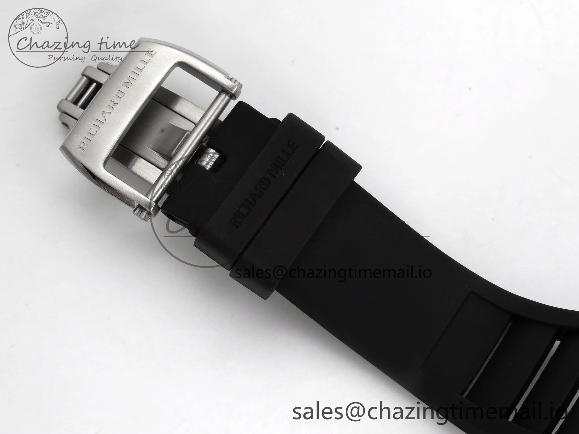 RM055 White Ceramic T+F 1:1 Best Edition Black Skeleton Dial on Black Rubber Strap RMUL2 Super Clone