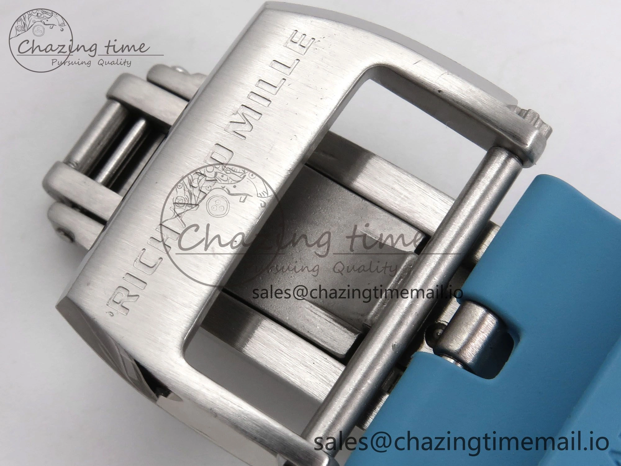 RM055 White Ceramic T+F 1:1 Best Edition Blue Skeleton Dial on Blue Rubber Strap RMUL2 Super Clone