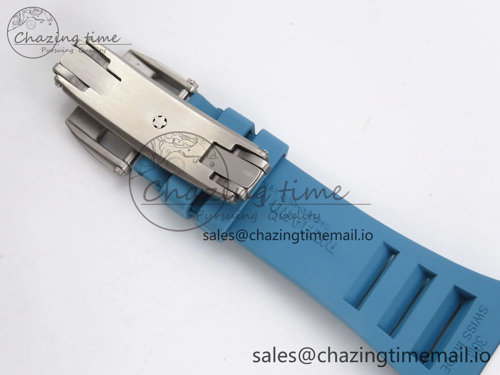 RM055 White Ceramic T+F 1:1 Best Edition Blue Skeleton Dial on Blue Rubber Strap RMUL2 Super Clone
