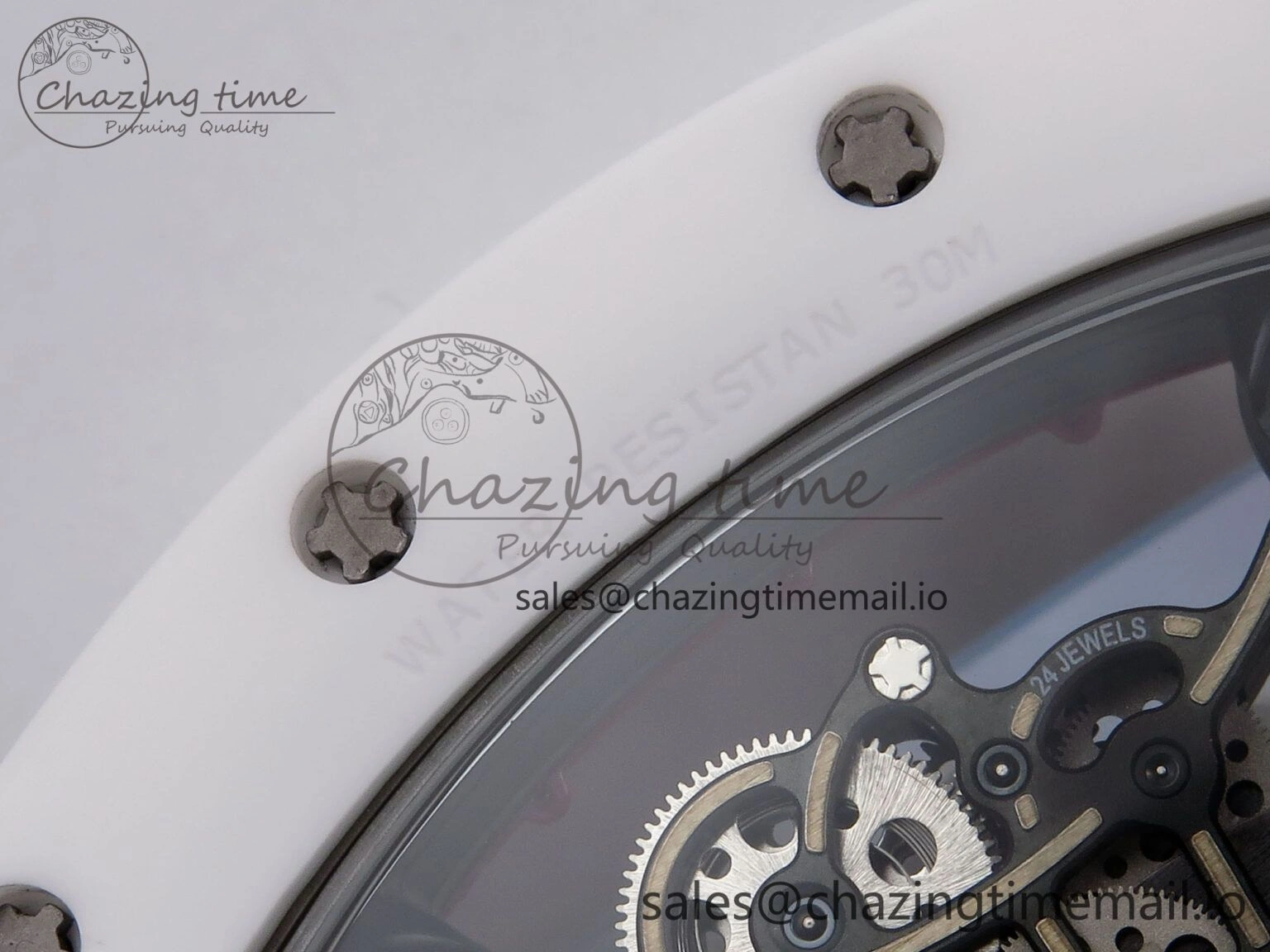 RM055 White Ceramic T+F 1:1 Best Edition Red Skeleton Dial on Red Rubber Strap RMUL2 Super Clone