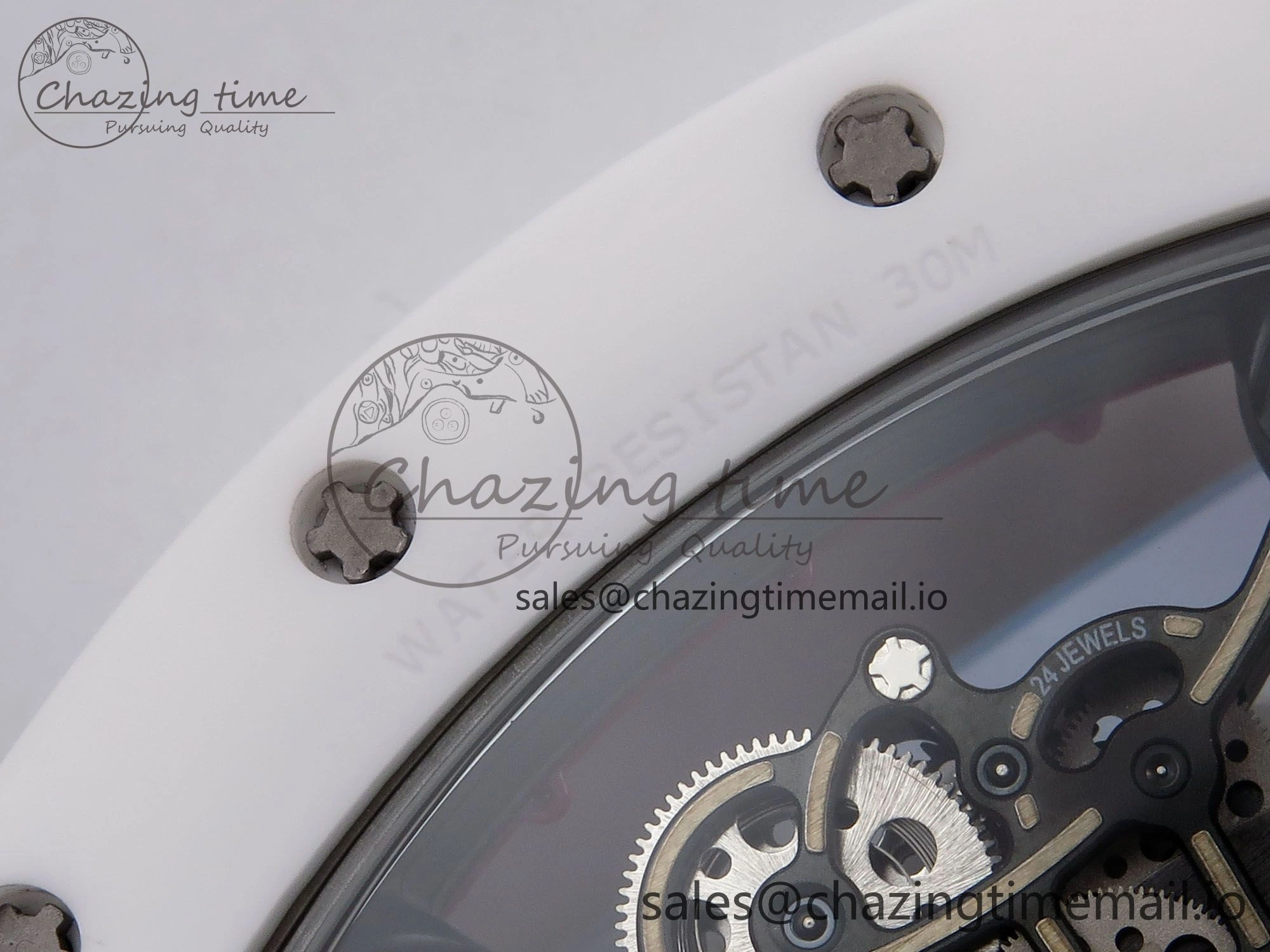 RM055 White Ceramic T+F 1:1 Best Edition Red Skeleton Dial on Red Rubber Strap RMUL2 Super Clone